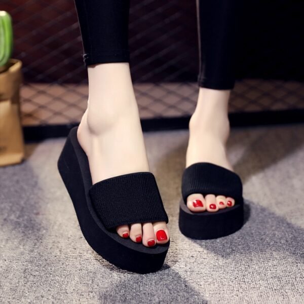 Elegant Thick Wedge Slippers