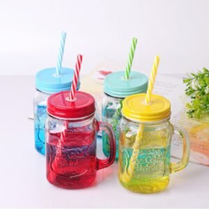Rainbow Mason Jar Sippers (With Straw)