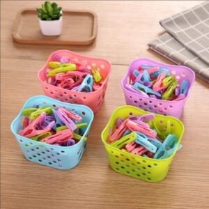 30pcs Colorful Plastic Peg Set with Storage Basket