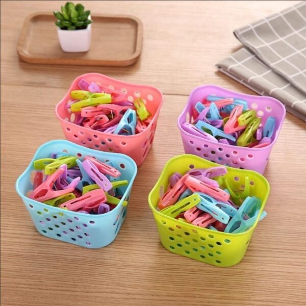 30pcs Colorful Plastic Peg Set with Storage Basket