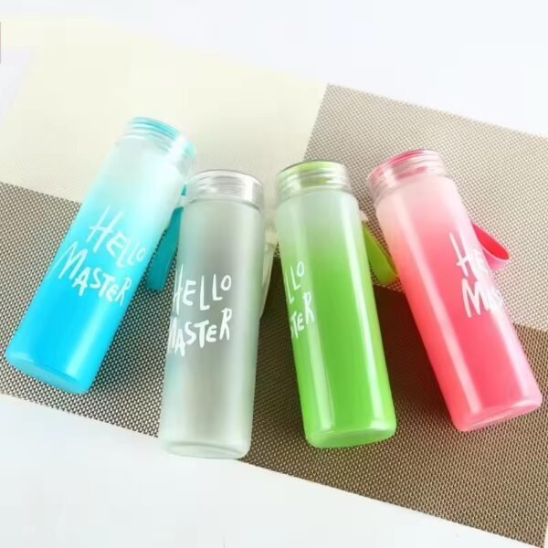 “Hello Master” Gradient Glass Water Bottle – 500ml