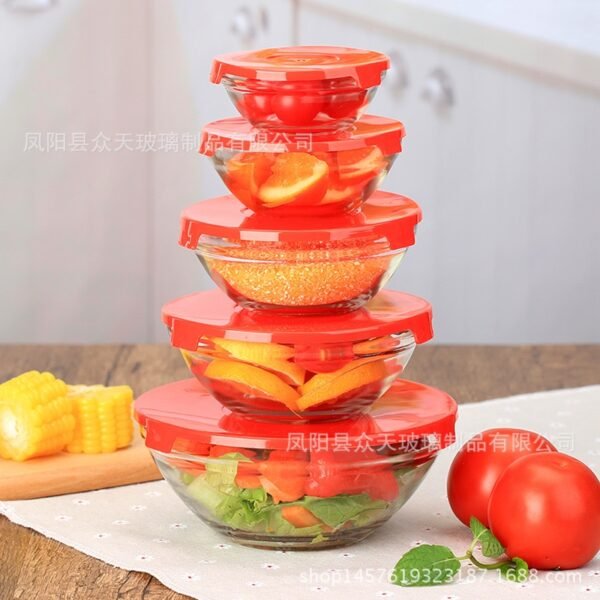 5-Piece Glass Food Storage Bowls with Lids (Stackable Set)