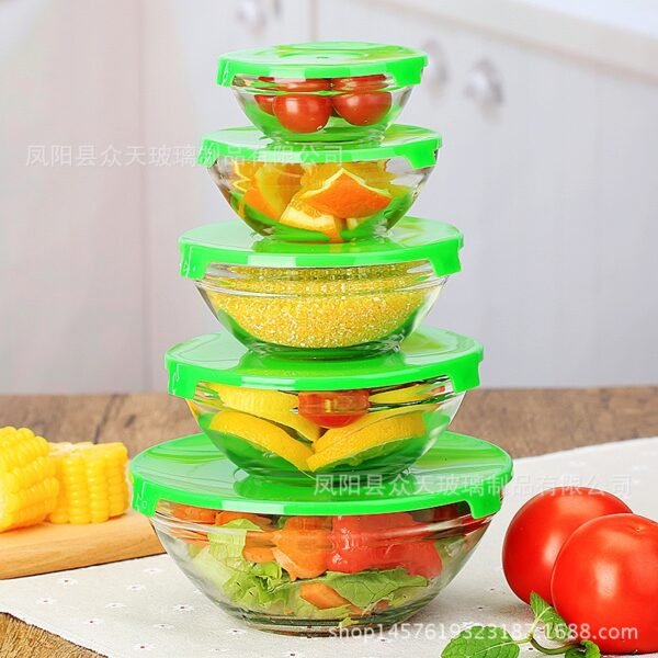 5-Piece Glass Food Storage Bowls with Lids (Stackable Set)