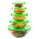 5-Piece Glass Food Storage Bowls with Lids (Stackable Set)