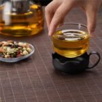 Glass Teapot Set with Stainless Steel Lid & 4 Matching Cups