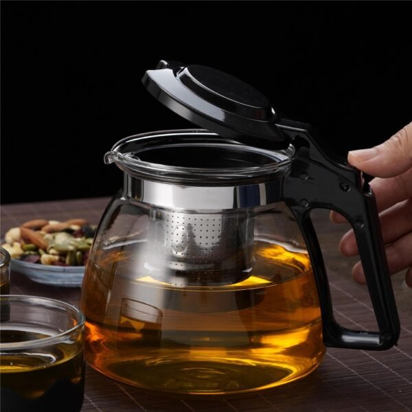Glass Teapot Set with Stainless Steel Lid & 4 Matching Cups