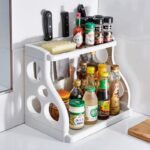 2 Tier Kitchen Organizer Rack with Knife Slots