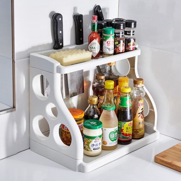 2 Tier Kitchen Organizer Rack with Knife Slots