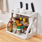 2 Tier Kitchen Organizer Rack with Knife Slots