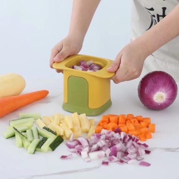 2-in-1 Vegetable Dicer & Slicer – Manual Press Style