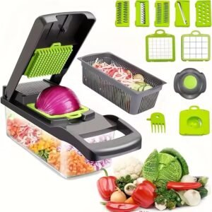 16-in-1 Multi-Functional Vegetable Chopper with Drain Basket & Storage Box