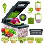 16-in-1 Multi-Functional Vegetable Chopper with Drain Basket & Storage Box