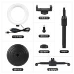 Dual-Phone Ring Light Stand with Adjustable LED - 6 inches