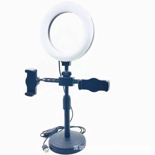 Dual-Phone Ring Light Stand with Adjustable LED - 6 inches