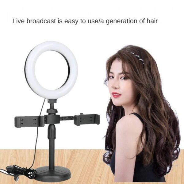 Dual-Phone Ring Light Stand with Adjustable LED - 6 inches