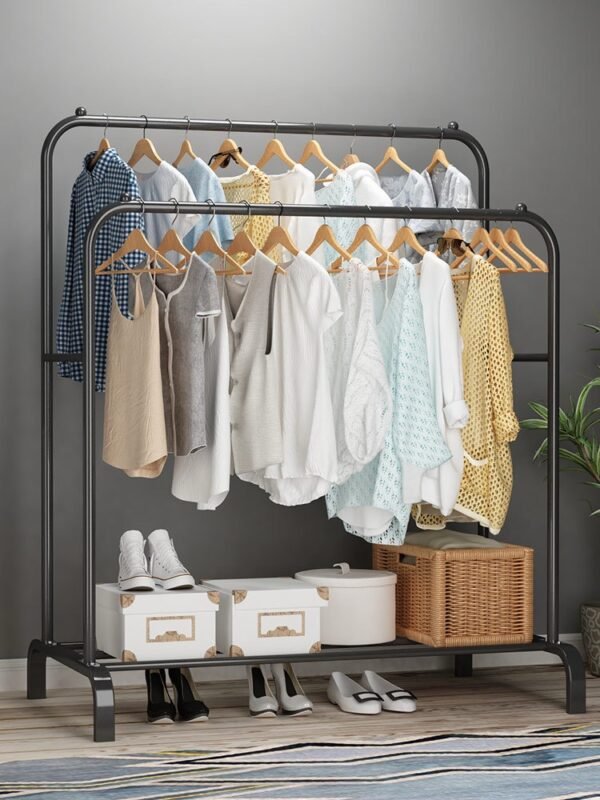 Heavy-Duty Clothing Rack with Bottom Storage