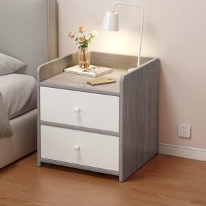 Modern Wooden Bedside Table with Drawers