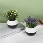 Mini Artificial Flower Pots in Modern Round Vase