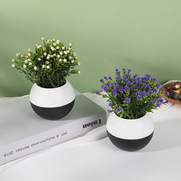 Mini Artificial Flower Pots in Modern Round Vase