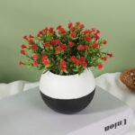 Mini Artificial Flower Pots in Modern Round Vase