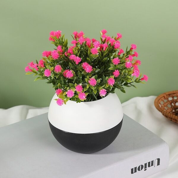 Mini Artificial Flower Pots in Modern Round Vase
