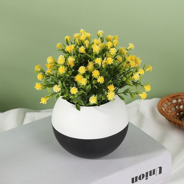 Mini Artificial Flower Pots in Modern Round Vase