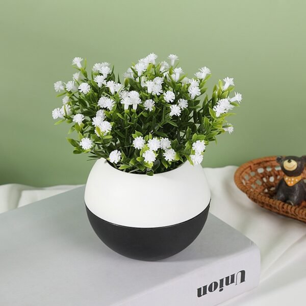 Mini Artificial Flower Pots in Modern Round Vase
