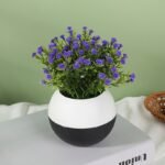 Mini Artificial Flower Pots in Modern Round Vase