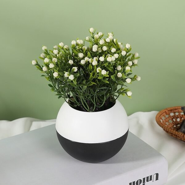 Mini Artificial Flower Pots in Modern Round Vase