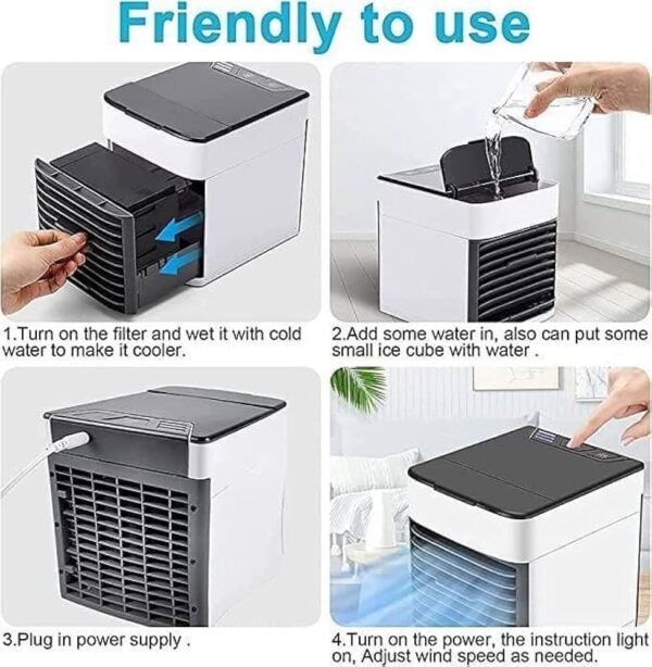 USB Mini Air Cooler & Humidifier – 3-in-1 Portable Desktop AC