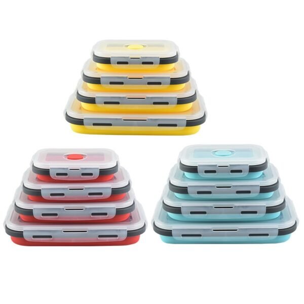 Collapsible Silicone Food Storage Box – 4pcs Set