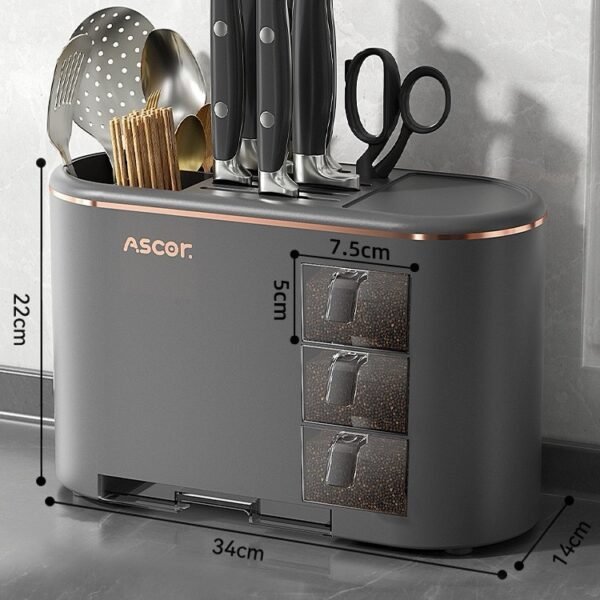 All-in-One Luxury Kitchen Knife & Utensil Organizer with Spice Drawers