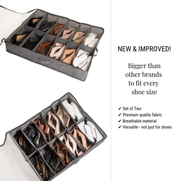 Extra Large Underbed Shoe Organizer (24 Compartments)