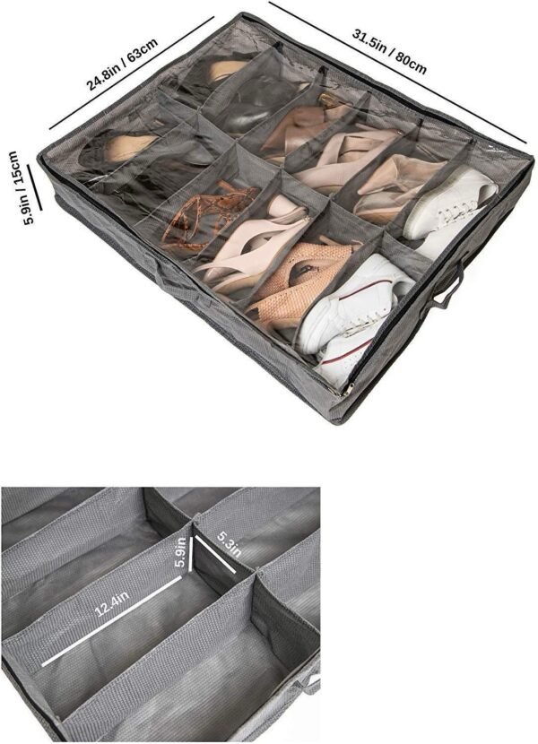 Extra Large Underbed Shoe Organizer (24 Compartments)