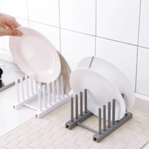 Adjustable Dish Drying Rack – Plate & Lid Holder