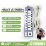 Multi-Socket Power Extension Board with USB Ports – 8 Outlets