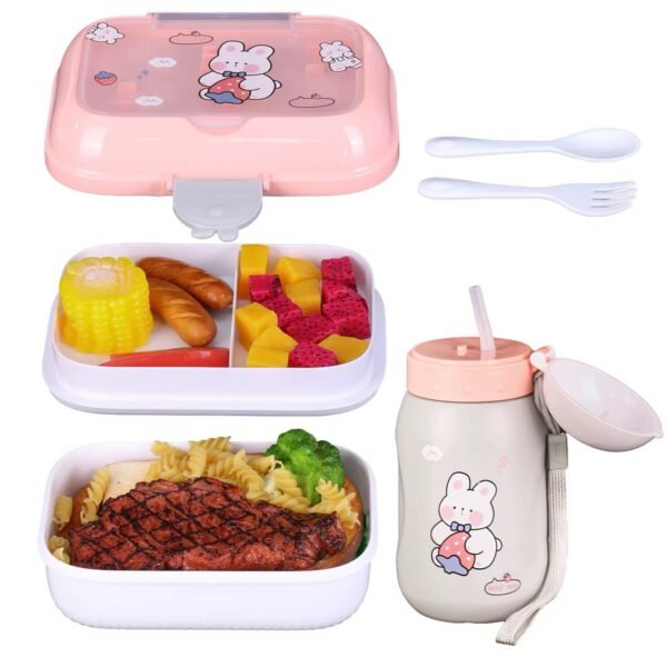 Kids Cartoon Lunch Box & Water Bottle Set