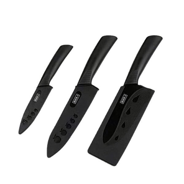 6-Piece Black Steel Kitchen Knife Set with Accessories