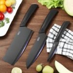 6-Piece Black Steel Kitchen Knife Set with Accessories