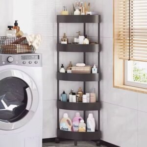 Multi-Tier Rotating Corner Storage Rack with Wheels