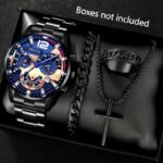 Men’s 4-in-1 Accessory Set – Watch, Bracelet, Ring & Cross Pendant