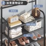4-Tier Shoe Rack with Coat & Bag Hanger – Space-Saving Organizer