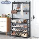 4-Tier Shoe Rack with Coat & Bag Hanger – Space-Saving Organizer