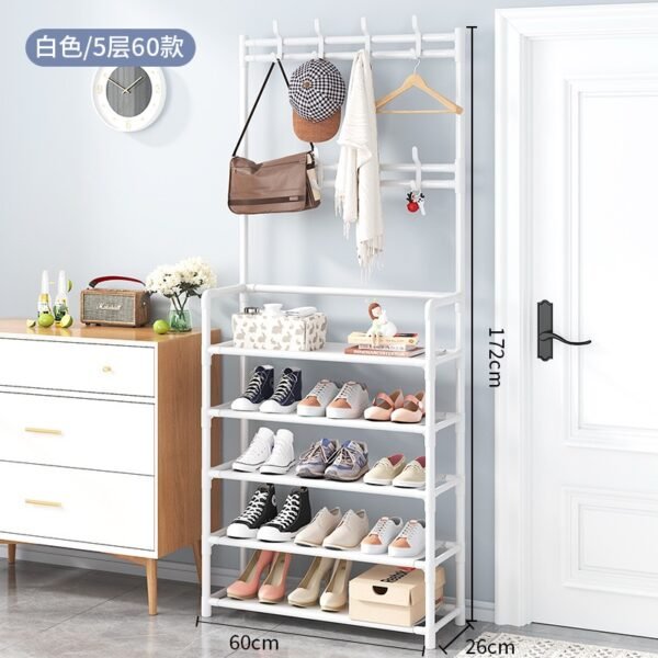 4-Tier Shoe Rack with Coat & Bag Hanger – Space-Saving Organizer