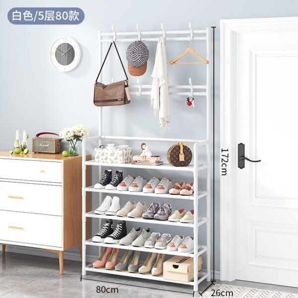 4-Tier Shoe Rack with Coat & Bag Hanger – Space-Saving Organizer