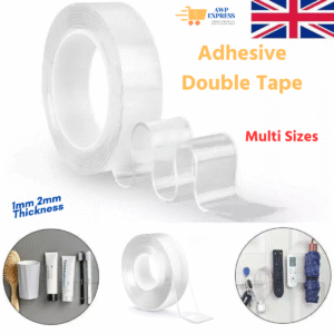 Nano Double-Sided Adhesive Tape – Transparent, Washable & Reusable (20mm × 2m × 1mm)