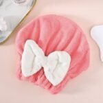 Ultra-Soft Microfiber Hair Drying Cap with Bow Tie