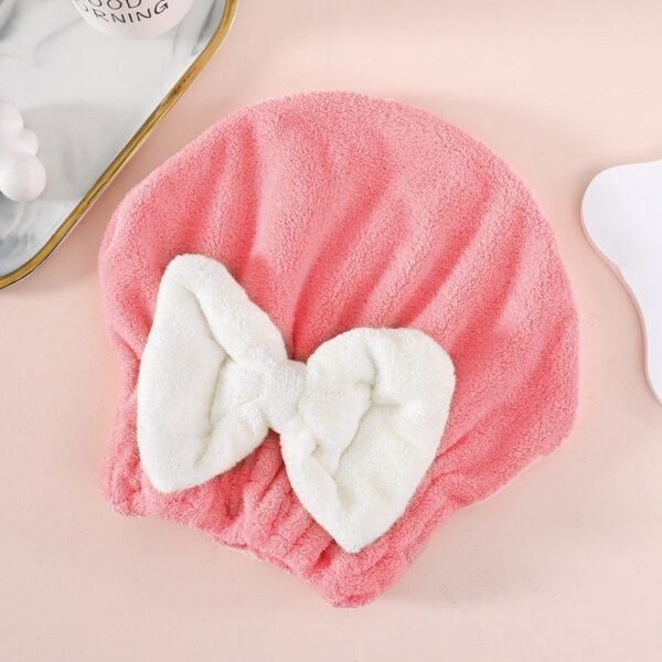 Ultra-Soft Microfiber Hair Drying Cap with Bow Tie