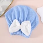 Ultra-Soft Microfiber Hair Drying Cap with Bow Tie