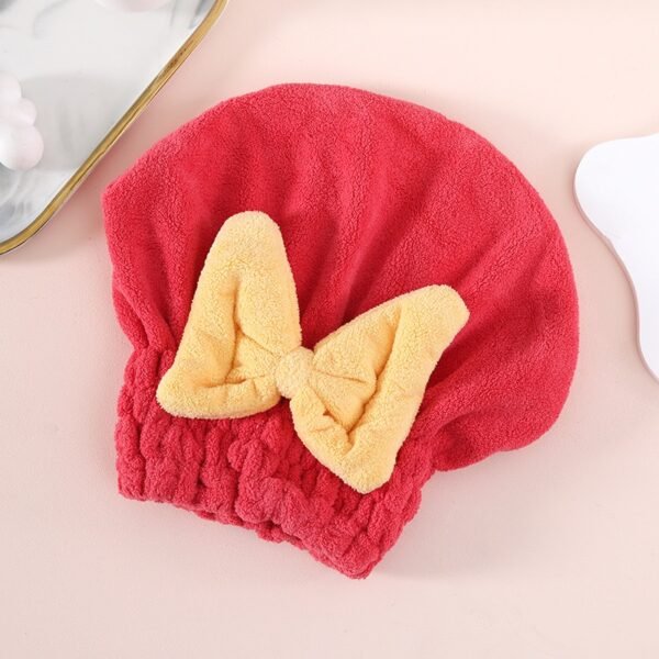 Ultra-Soft Microfiber Hair Drying Cap with Bow Tie